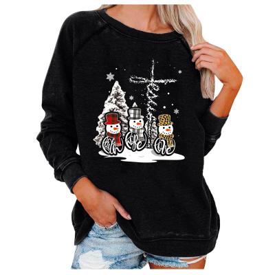 China High Quality Dropshipping Women's Streetwear T-shirts Snowman Faith Print Graphic Tops Breathable Crewneck Long Sleeve Sweatshirts Sweatshirt for sale