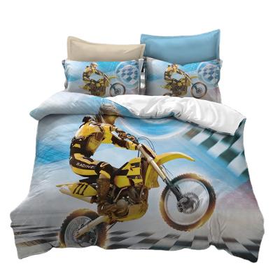 China Custom wholesale custom made home textile anti-pilling beautiful comfortable motorcycle 3d digital printing bedding set for home for sale