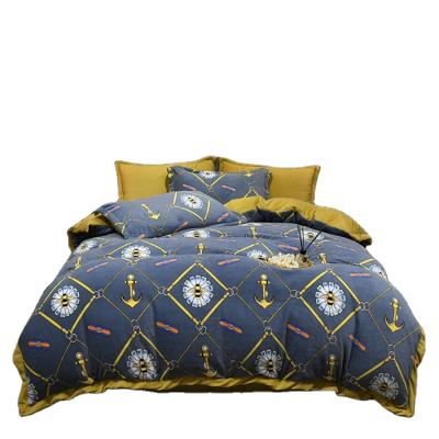 China Wholesale High Quality Luxury Anti-Static Printed Thick Warm Microfiber Flannel Bilateral Fleece 4 Piece Bedding Set For Winter for sale