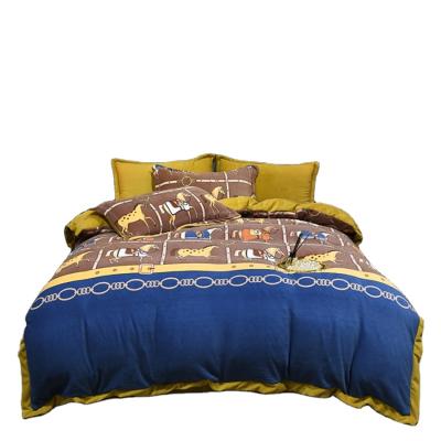 China Wholesale High Quality Luxury Soft Anti-Static Thicken Warm Micro Fiber Flannel Bilateral Fleece 4 Pieces Bedding Set For Winter for sale