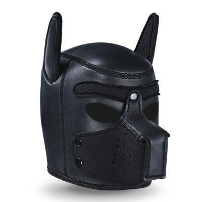 China PU Leather SM Dog Head Hood Full Face Fetish Headgear Restraints Bondage Role Play for sale