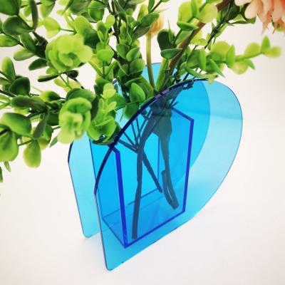 China Wholesale Factory Acrylic Plastic Blue Nordic Type Business Vases for sale