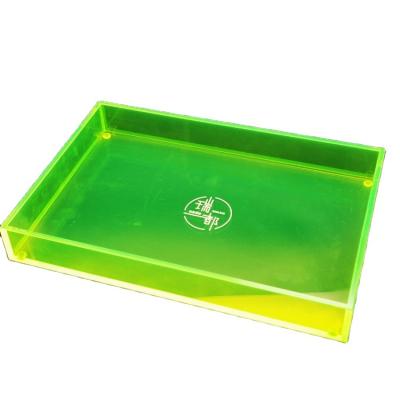 China 5mm Thicknesshotel Clear Green Acrylic Rectangle Tray FWD-14 for sale