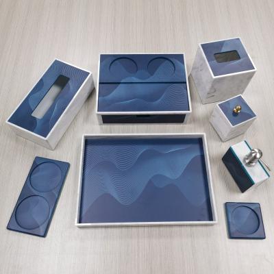 China Cost-effective Acrylic Handmade Marble Nature Fourwarder Hotel Bedroom Set Hotel Room Decor Blue for sale