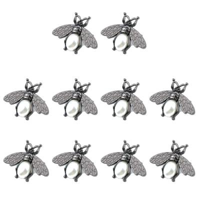 China Quluxe Zinc Alloy Bee Buttons Flatback Pearl Buttons Embellishment For Crafts Garment Hardware Sewing Decoration for sale