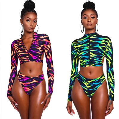 China Breathable Poyan Print Maillot De Bain African Long Sleeve Swimsuit Cover Up 2 Piece Swimsuit 2021 Swimsuits For Women 2021 for sale