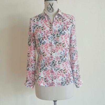 China Anti-pilling Multi Color Floral Printing Turn Down Collar Long Sleeve Button Up Women Casual Shirts And Tops Fashionable Blouse for sale