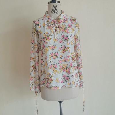 China Anti-pilling Multi Color Floral Print Turn Down Collar Long Sleeve Button Up Casual Shirts And Fashionable Women Tops for sale