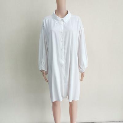 China Sun Washable Hot Selling Solid Color White Long Button White Protective Beach Cover Up Women Shirt Dress for sale