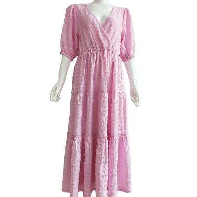 China Breathable New 2022 European Midi Casual Romantic Pink Dress Dresses Summer Clothing for sale