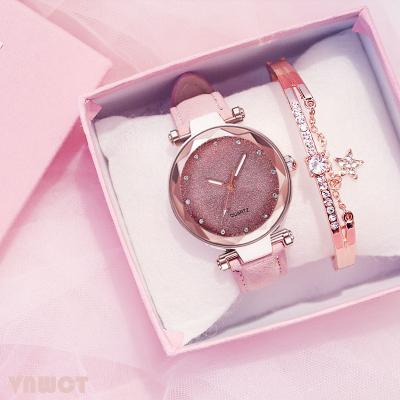 China fashion & Romantic Starry Dress Gfit Montre Femme Ladies Clock Simple Designer Faux Stone Leather Strap Sky Casual Women Wrist Watch for sale