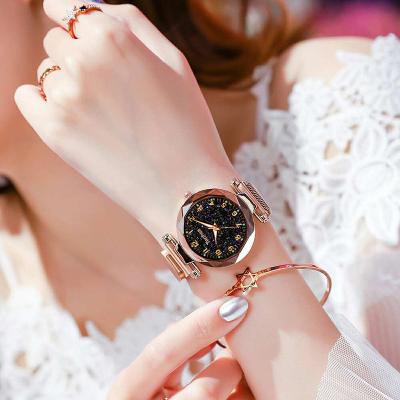 China Luxury Luminous Stopwatch Women Watches Starry Sky Rhinestone Magnetic Female Waterproof Wristwatches for sale