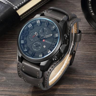 China SPORT men watch 2021 luxury mens watches male synchronize date sport military clock watch leather strap quartz business mens watch gift for sale