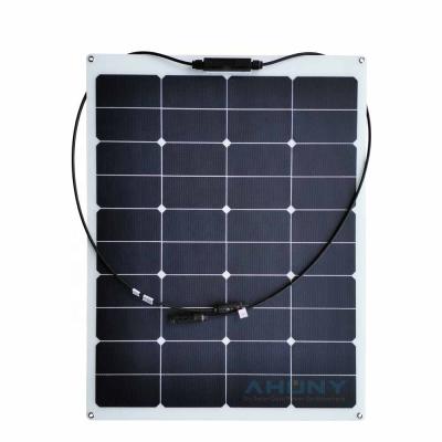 China Thin Film ETFE Bendable Solar Panel Semi Flexible 12v 75 Watt water resistant Monocrystalline sol panel supplier for sale