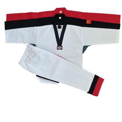 China Polyester / Cotton Taekwondo Dobok WTF  Sample free shipping factory Wholesale Custom logo best quality taekwondo uniform for sale