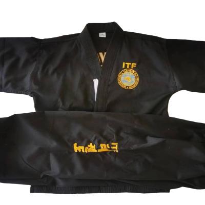 China Breathable Quick Dry Sample free for OEM BLACK  ITF taekwondo uniform for sale