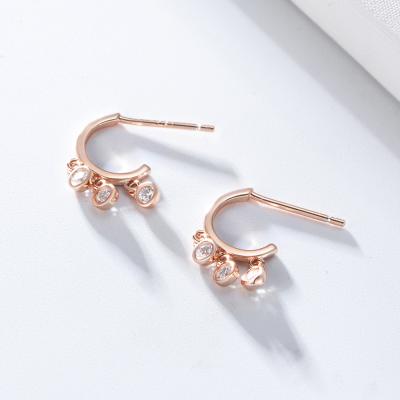 China Peishang TRENDY Sterling Silver Jewelry Trendy 925 Women Around Zircon Stud Earrings Jewelry Wholesale Seller for sale