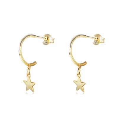 China FASHIONABLE Peishang Silver Modern Simple Hanging Jewelry 925 Drop Gold Plated Star Earrings for sale