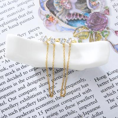 China Factory Wholesale Fashionable 925 Sterling Gold Drop Earrings Silver Chain Women Fashion Long Earrings Jewelry for sale