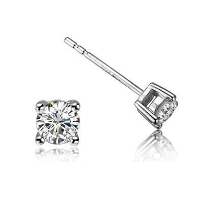 China Silver 3-6mm Fork Setting Silver Jewelry Designs Single Stone Diamond Earring Stud for sale