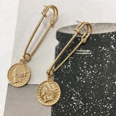 China Retro Gold Plated Stud Earrings Jewelry 925 Sterling Silver Antique Coin Jewelry Earring for sale