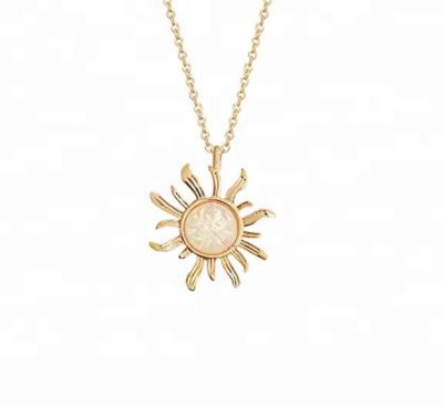 China Quantum Silver Gold Chain Classic 925 Necklace Sun Opal Pendant for sale