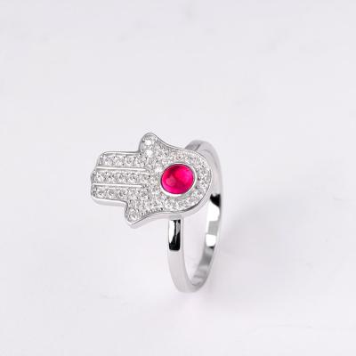 China Women Fashion Jewelry Cute Hamsa Hand Ring Design 925 Sterling Silver for sale