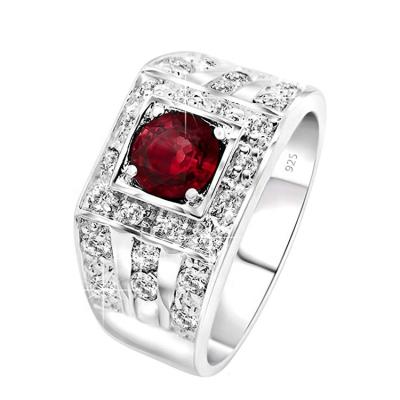 China Peishang Casual/Sporty 925 Sterling Silver Gold Plated Jewelry Ruby Designs Big Gemstone Ring for Men for sale