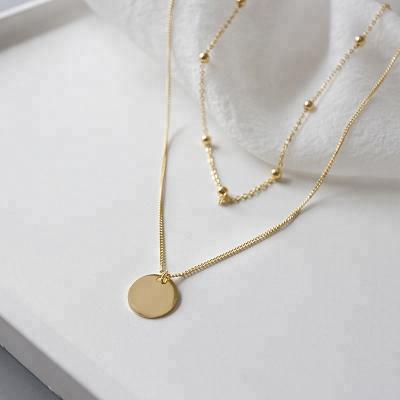 China FASHIONABLE Direct Simple Dangling Double Clavicle Chain Pearl Factory Ladies Gold Coin Short Necklace for sale