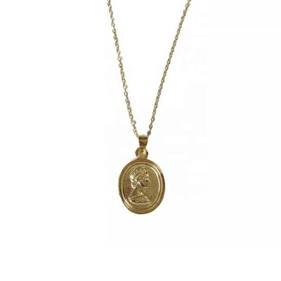 China Jewelry Charms Queen Elizabeth Silver Antique Gold Coins Pendant Necklace for sale