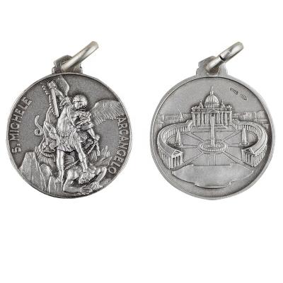 China Antique Silver Plated Sterling Silver Coin Seal Guardian Angel Talisman Pendant Necklace for sale