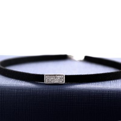 China 2019 Silver Suede Casual / Sporty Necklace 925 Charms Rhinestone Choker Necklace Women for sale