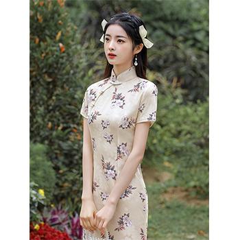 China High Quality Cheongsam Sexy Elegant Short Hip Bag Women's Slim Side Split Ultra Dress Customized Size for sale