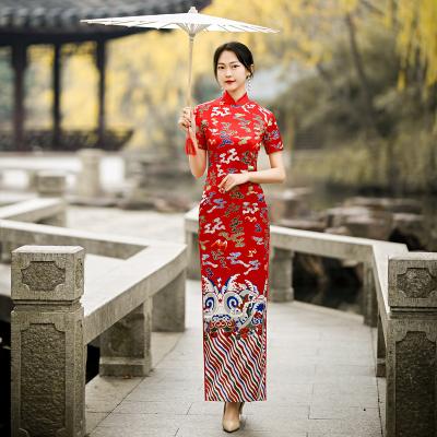 China With high-end cape cheongsam temperament runway show costume Chinese dress customized size retro improvement for sale