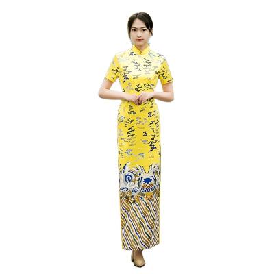 China Runway Show Suits Womens Bodycon Blue / Red / Yellow Dress Handmade Vintage Qipao Customized Size for sale