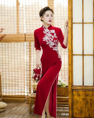 China Fashionable High End Formal Long Mid Waisted Dress Fashion Enhanced Dress With Half Long Sleeves for sale