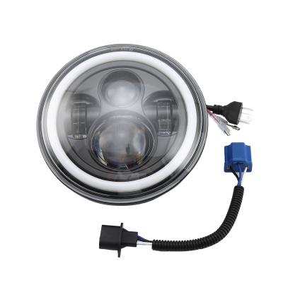 China Aluminum LED 7 inch round headlight for Cowboy Vehicle 12v/24v plug and play 50W low beam 30W high beam for sale