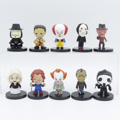 China PVC 10 Pcs/Funny Chucky Saw Horrible Dolls Figure Model Hallowmas Cake Decoration Ornaments From Fate's Child's Play 5.5cm for sale