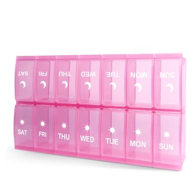 China Eco-Friendly Weekly Pill Organizer 2022 Medicine Pill Organizer AM P.M. Two Times One Day Pill Holder Travel Pill Case for sale