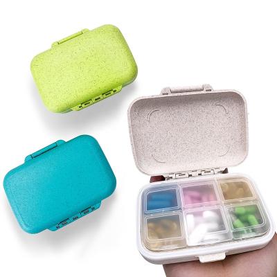 China Straw Eco Custom Medicine Organizer Pill Holder Travel Pill Storage Box Waterproof BPA Free Plastic Wheat Pill Storage Portable Cases for sale