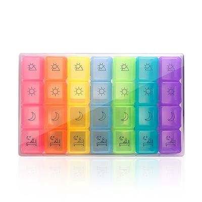 China BPA Free Viable Manufacturers Selling Cute Rainbow Color Pill Organizer 7 Day Pill Storage Custom Plastic Cases for sale