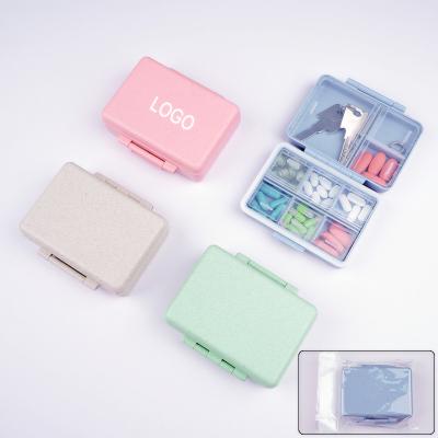 China Pill Storage Box 2022 BPA Free Wheat Straw Medicine Box 7 Days Pill Storage Moisture Proof Cases For Travel for sale