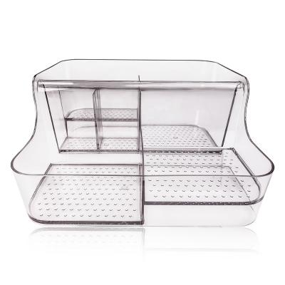 China Premium Quality Acrylic Clear Cosmetic Organizer Stocked Tray Make Up Storage Box for sale