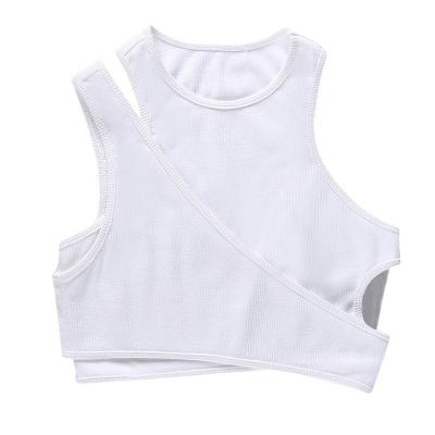 China European and American women's summer white sexy navel cropped sleeveless vest I-shaped knitted viable external use for sale