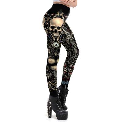 China Viable Hot Selling Skull 3D Digital Printing Skinny Feet Ladies Yoga Leggings for sale