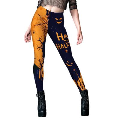 China 2022 viable European and American new women's clothing Halloween carnival night style dark pattern printing tight fitness leggings wome for sale