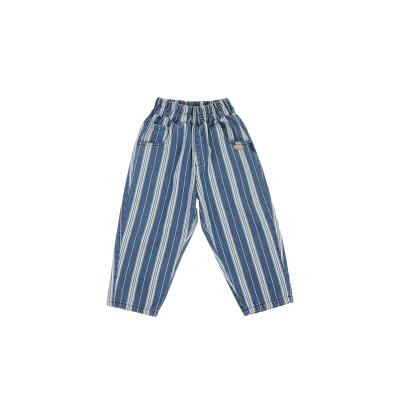 China Anti-wrinkle Korean version of Autumn New children's casual pants middle-aged vertical striped boys children's jeans trousers for sale