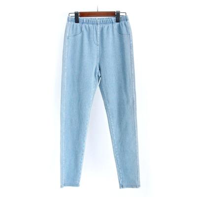 China Breathable High Quality OEM ODM Backed Fashion Summer Pants Stretchy Women Mid Waist Jeans For Ladies for sale