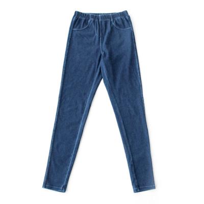 China Breathable Custom OEM ODM Backed Low Price Good Quality Skinny Jeans Indigo Women Light Blue Leggings for sale