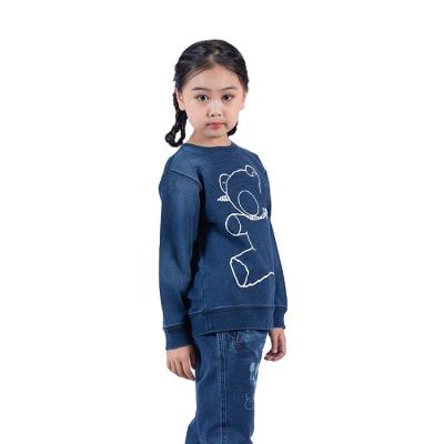 China Breathable hot selling faded pullover sweatshirts knit denim kids sweatshirts for sale